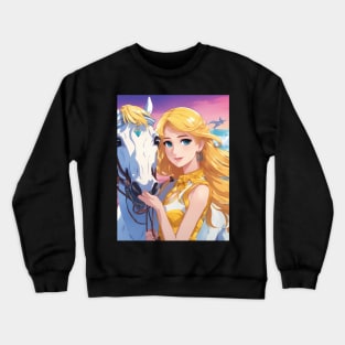 Adventure Anime Girl With Hourse Crewneck Sweatshirt